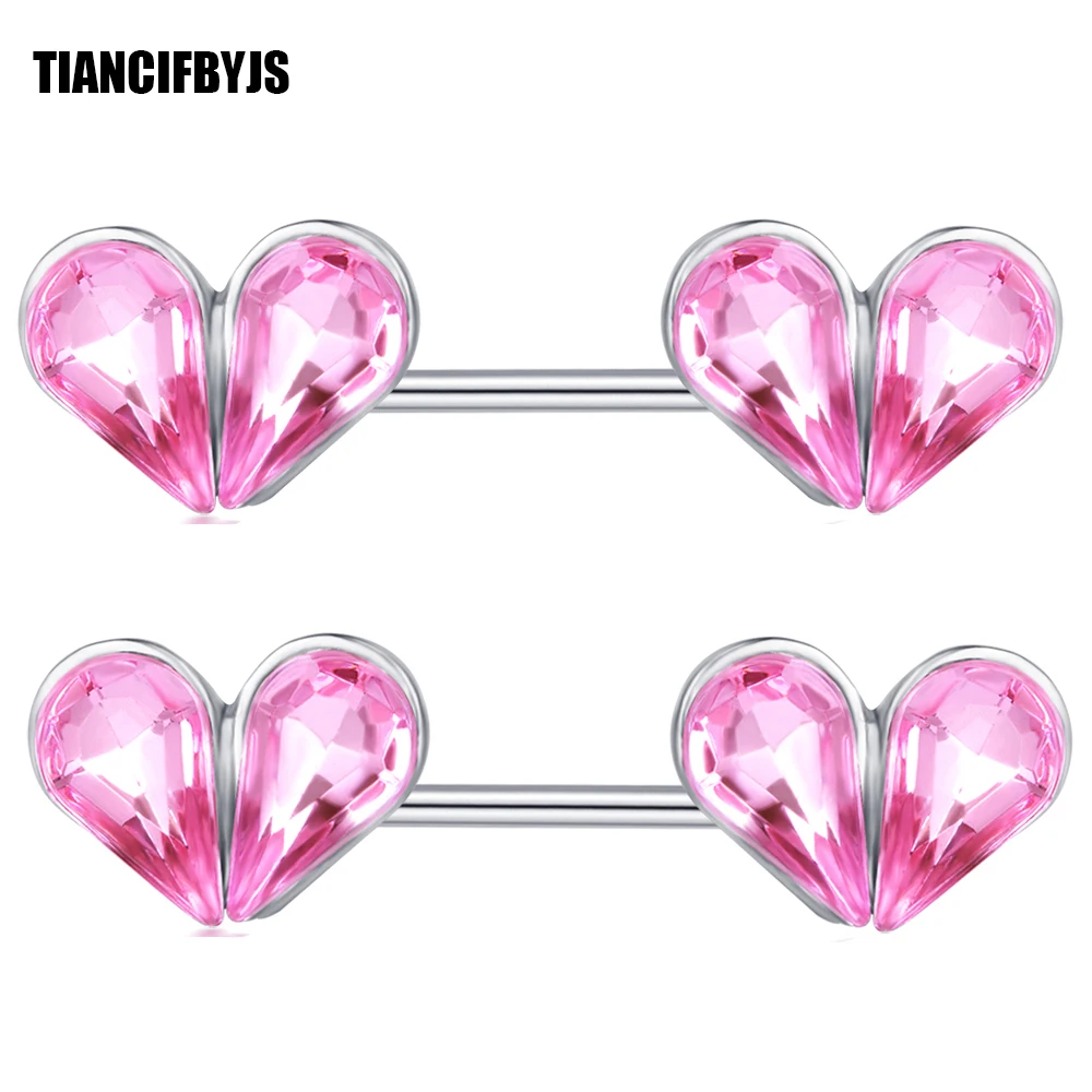 TIANCIFBYJS Double Heart Zircon Nipple Piercing Earring Surgical Steel 14G Ear Barbell Fashion Body Jewelry Nipple Rings 20pcs
TIANCIFBYJS Double Heart Zircon Nipple Piercing Earring Surgical Steel 14G Ear Barbell Fashion Body Jewelry Nipple Rings 20pcs