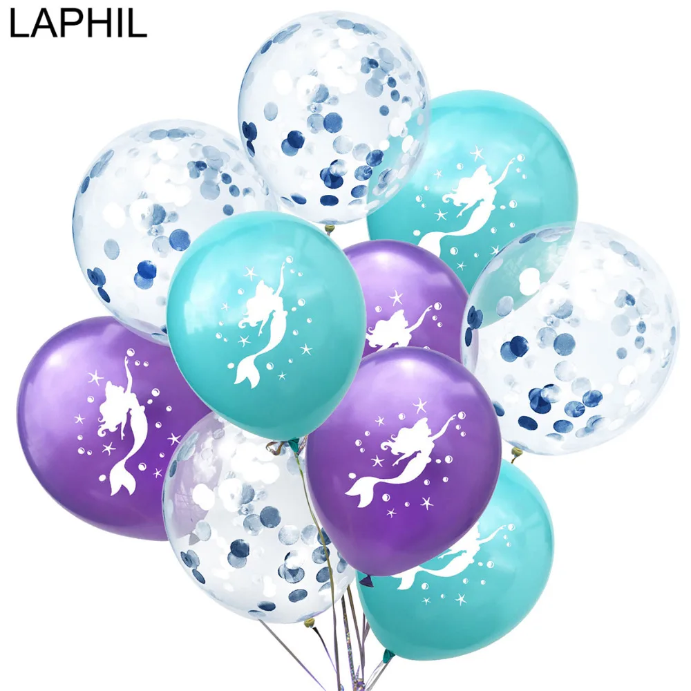 LAPHIL 10pcs Mermaid Confetti Balloon Latex Helium Ballons Wedding Decoration Purple Blue Wedding Balons Birthday Party Supplies
LAPHIL 10pcs Mermaid Confetti Balloon Latex Helium Ballons Wedding Decoration Purple Blue Wedding Balons Birthday Party Supplies