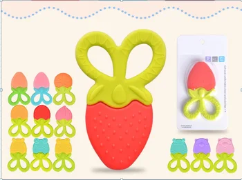 DHL 200pcs Silicone Safty Scissors shape Teether