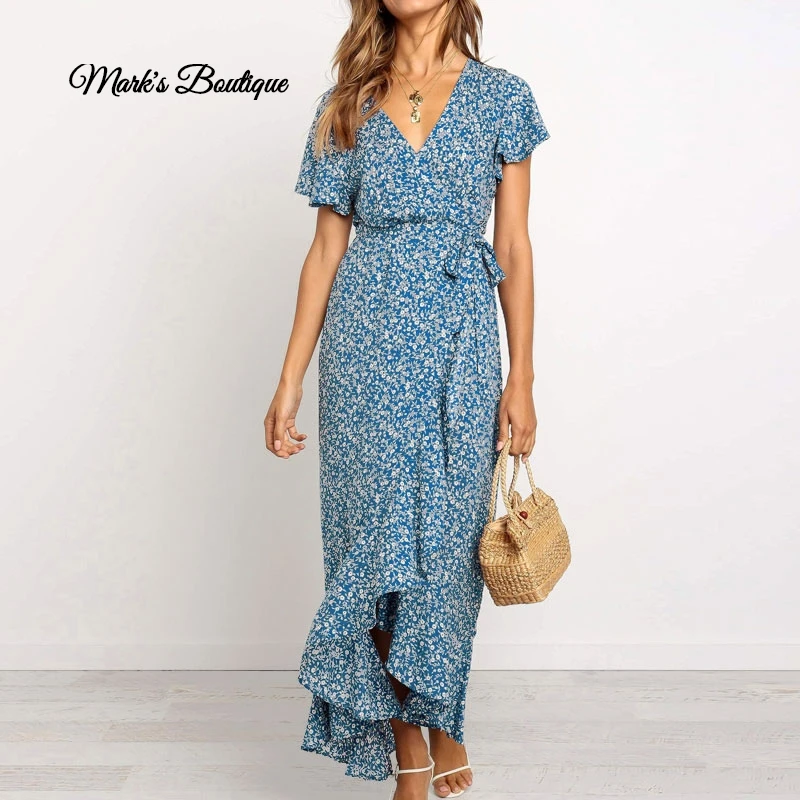 Summer Long Maxi Dress Women Casual Boho Floral Print Chiffon Beach Dress Sexy V-Neck Ruffles Bodycon Wrap High Slit Party Dress
Summer Long Maxi Dress Women Casual Boho Floral Print Chiffon Beach Dress Sexy V-Neck Ruffles Bodycon Wrap High Slit Party Dress