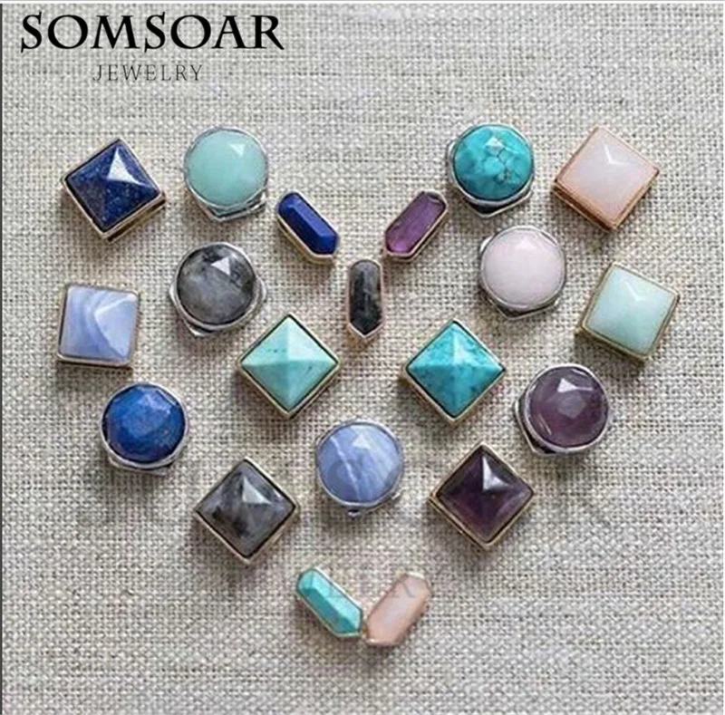 Somsoar Jewelry Square and Round Natural Wishing stones Charms fit Leather wrappable Mesh Bracelet 10pcs/lot
Somsoar Jewelry Square and Round Natural Wishing stones Charms fit Leather wrappable Mesh Bracelet 10pcs/lot