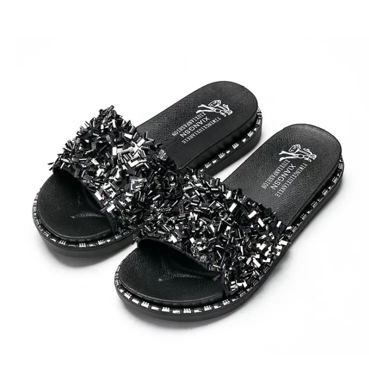 women sequins sandals and slippers flat bottom home word drag rhinestone beach bright diamond durable non-slip rubber slippers
women sequins sandals and slippers flat bottom home word drag rhinestone beach bright diamond durable non-slip rubber slippers