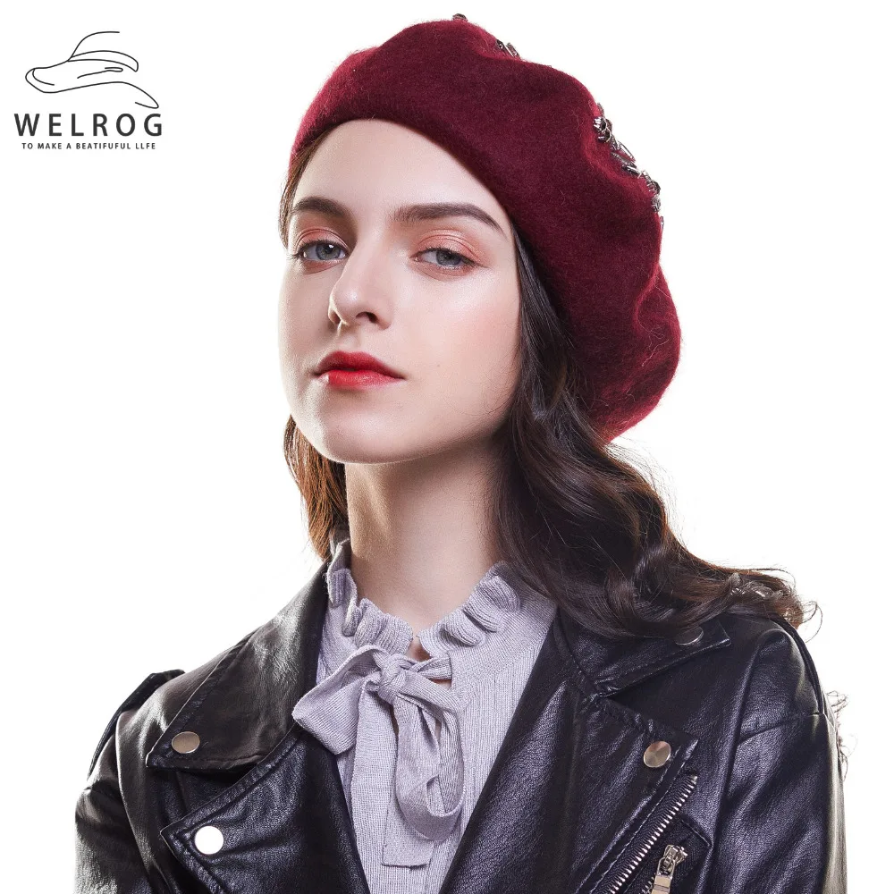 WELROG Wool Berets Autumn Winter Hats For Women Crystal Flower Pattern Hat Female Artists Painter Cap Soft Boina Feminina 2018
WELROG Wool Berets Autumn Winter Hats For Women Crystal Flower Pattern Hat Female Artists Painter Cap Soft Boina Feminina 2018