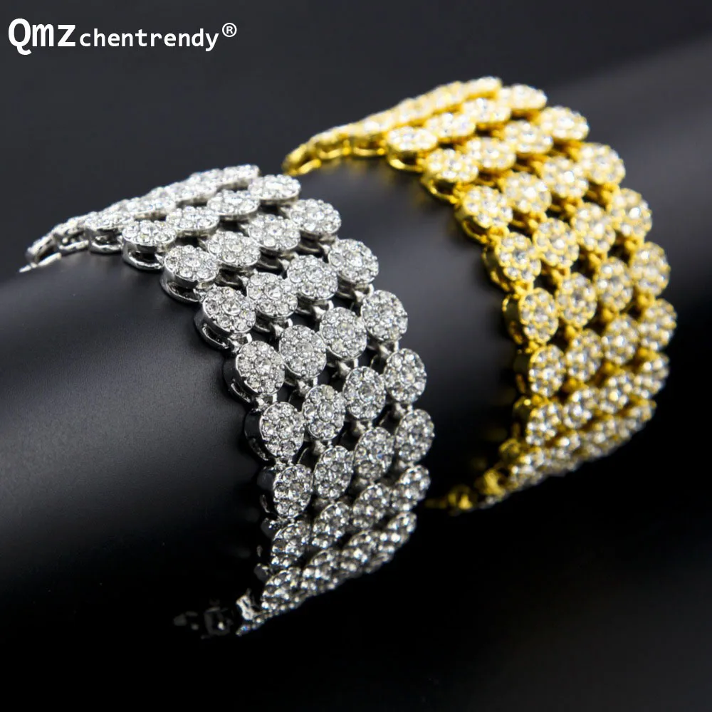 Hip Hop Gold Silver Bling 4 Row Round Circle Cz Iced Out Chain Bangle Bracelet Top quality Men Women Fine Luxury Jewelry
Hip Hop Gold Silver Bling 4 Row Round Circle Cz Iced Out Chain Bangle Bracelet Top quality Men Women Fine Luxury Jewelry