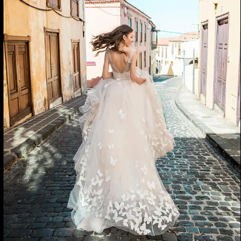3d butterfly wedding dress