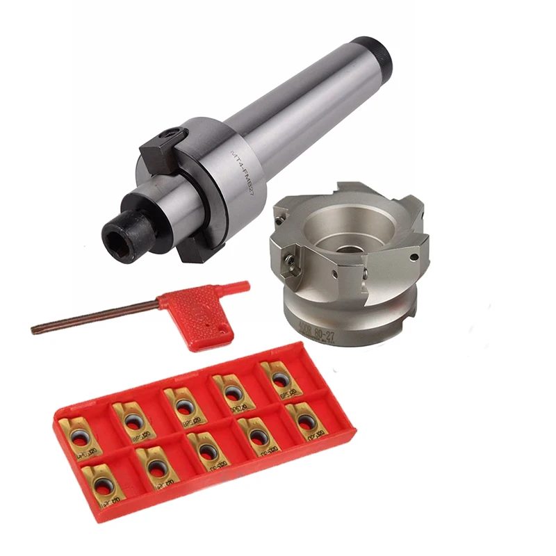 1set adapter Face Mill Arbor MT4 FMB27+BAP400R 80 27 6T+10pcs APMT1604 inserts face milling right angle cutter for CNC mill
1set adapter Face Mill Arbor MT4 FMB27+BAP400R 80 27 6T+10pcs APMT1604 inserts face milling right angle cutter for CNC mill