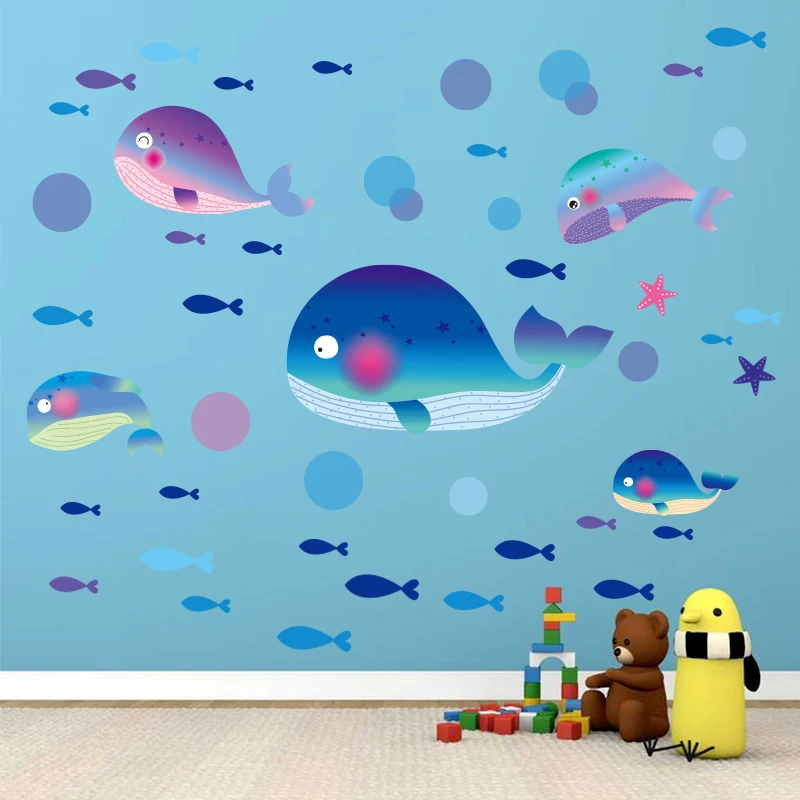 Very cute cartoon little whale wall sticker PVC Material DIY whale fish wall decals For Children's room kindergarten decor mural
Very cute cartoon little whale wall sticker PVC Material DIY whale fish wall decals For Children's room kindergarten decor mural