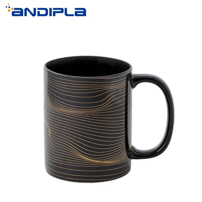 

400ml 14oz Nordic Creative Gold Stripe Mug Black and White Ceramic Coffee Mug Porcelain Coffee Cup Milk Fruit Juice Water Teacup