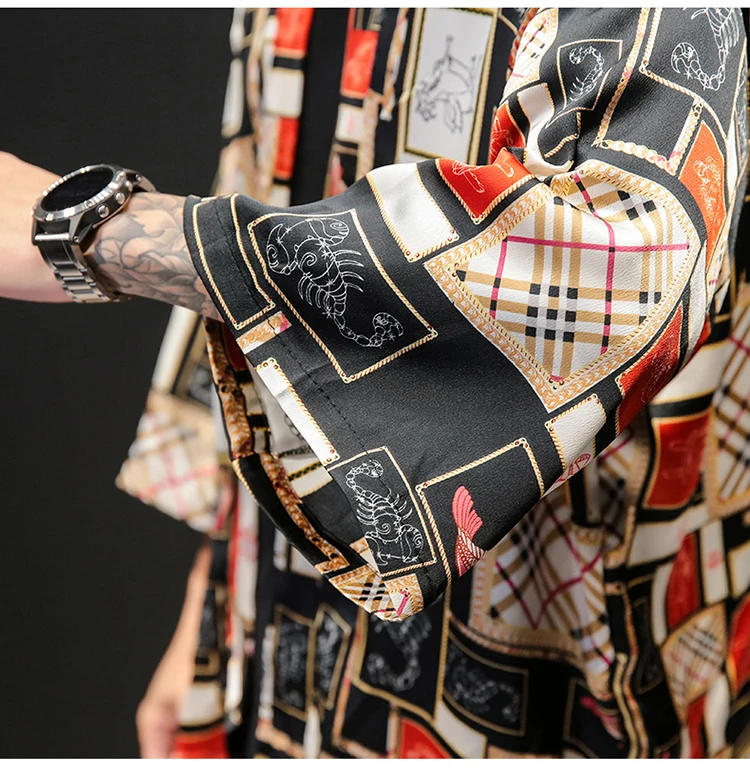 Korean Oversized Shirt Men Short Sleeve Vintage Summer Mens Shirts (47)