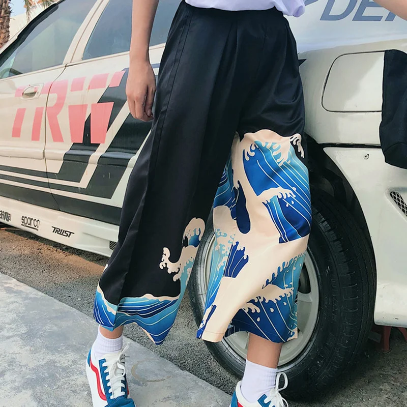 Summer Streetwear Hiphop Cartoon Wave Print Loose Wide Leg Straight Elastic High Waist Pant Japanese Korean Women Sweatpant Punk
Summer Streetwear Hiphop Cartoon Wave Print Loose Wide Leg Straight Elastic High Waist Pant Japanese Korean Women Sweatpant Punk