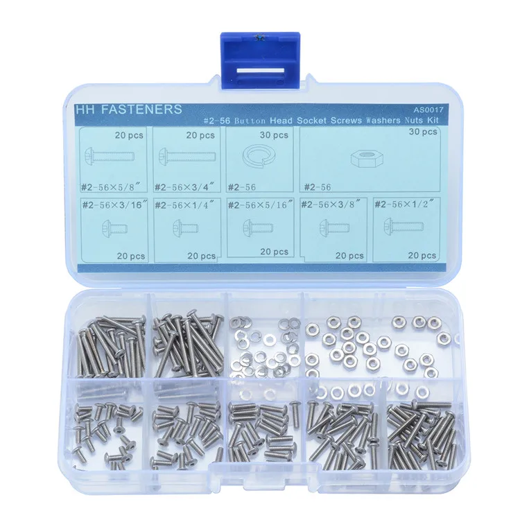 #2-56 UNC Stainless Steel Button Head Socket Cap Screws Nuts Spring Washers Assortment Kit 200pcs
#2-56 UNC Stainless Steel Button Head Socket Cap Screws Nuts Spring Washers Assortment Kit 200pcs