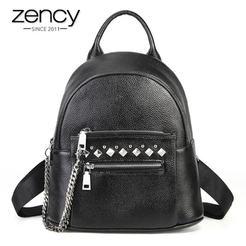 Zency Classic Black Women Backpack 100% Genuine Leather Fashion Rivets Daily Casual Knapsack Preppy Style Schoolbag Travel Bags
Zency Classic Black Women Backpack 100% Genuine Leather Fashion Rivets Daily Casual Knapsack Preppy Style Schoolbag Travel Bags