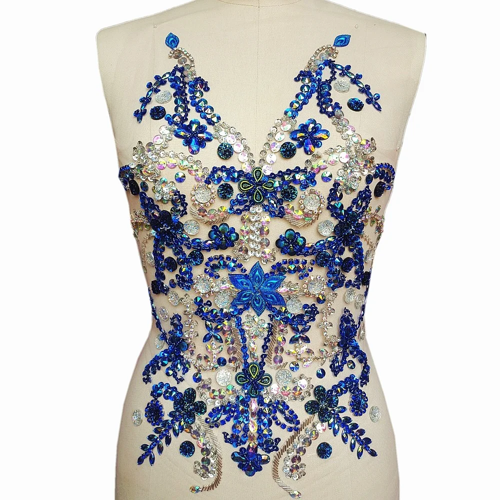 Handmade Beaded Crystal Blue AB Sew on Rhinestones Sequins Beads Applique Patches Sewing for DIY Wedding Dress Trim 14x19 inch
Handmade Beaded Crystal Blue AB Sew on Rhinestones Sequins Beads Applique Patches Sewing for DIY Wedding Dress Trim 14x19 inch