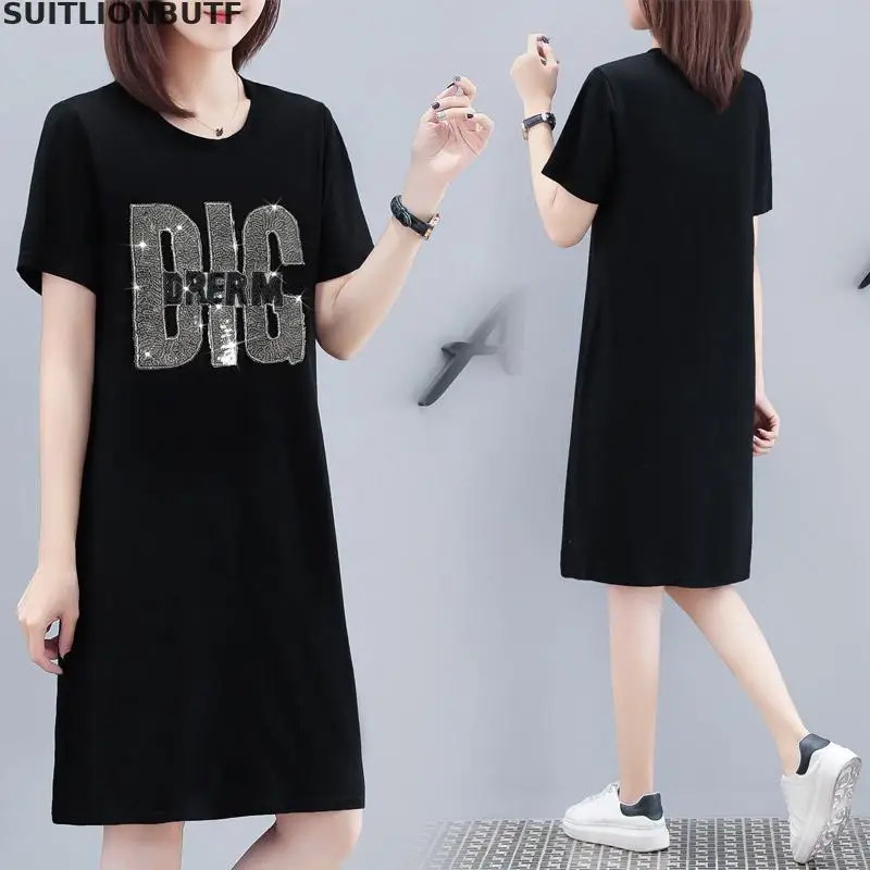 S-5xl Letter Sequin Print Black Dress 2019 Plus Size Summer Dresses O-neck Short Sleeve Casual T-shirt Dress Knee-length Dresses
S-5xl Letter Sequin Print Black Dress 2019 Plus Size Summer Dresses O-neck Short Sleeve Casual T-shirt Dress Knee-length Dresses