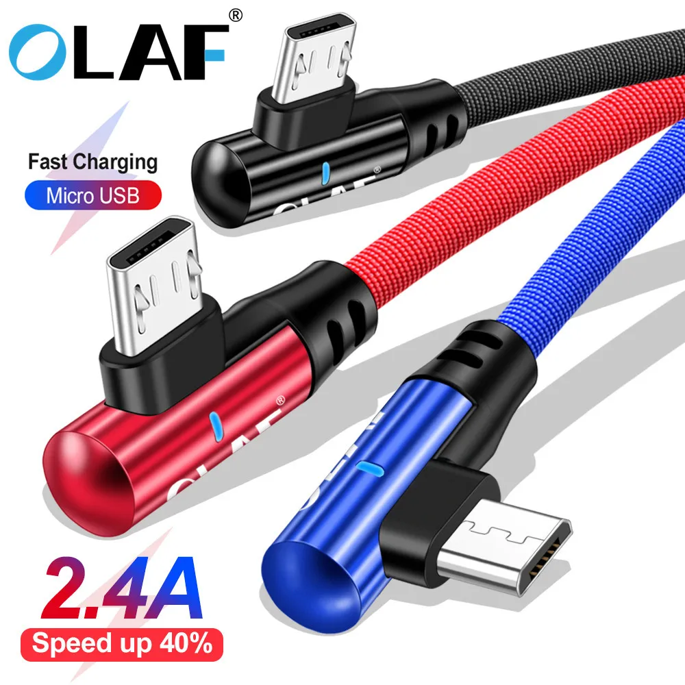 OLAF Micro USB Cable 90 Degree Fast Charging Data Android For Samsung galaxy s7 edge xiaomi redmi HTC cords | Мобильные телефоны и