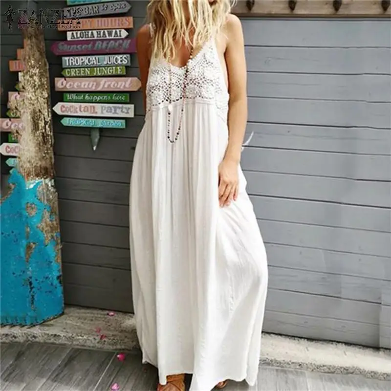 Summer Lace Crochet Maxi Long Dress Women's Sundress ZANZEA Sexy Straps Beach Vestido Robe Kaftan Pacthwork Dresses Femininas
Summer Lace Crochet Maxi Long Dress Women's Sundress ZANZEA Sexy Straps Beach Vestido Robe Kaftan Pacthwork Dresses Femininas