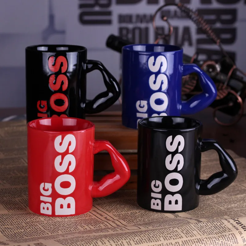 2.23D Muscular man Mug Creative Muscle arm mug cup Big Boss Red Ceramic Home Office Tea Coffee Mug Water Drinking Cup Men Boy Friend Gifts