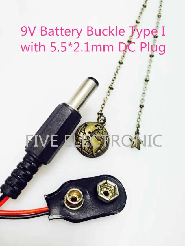9V Battery Buckle Connector Type-I with 5.5*2.1mm DC Plug 15CM wire lead soft shell type-1 battery lock
9V Battery Buckle Connector Type-I with 5.5*2.1mm DC Plug 15CM wire lead soft shell type-1 battery lock
