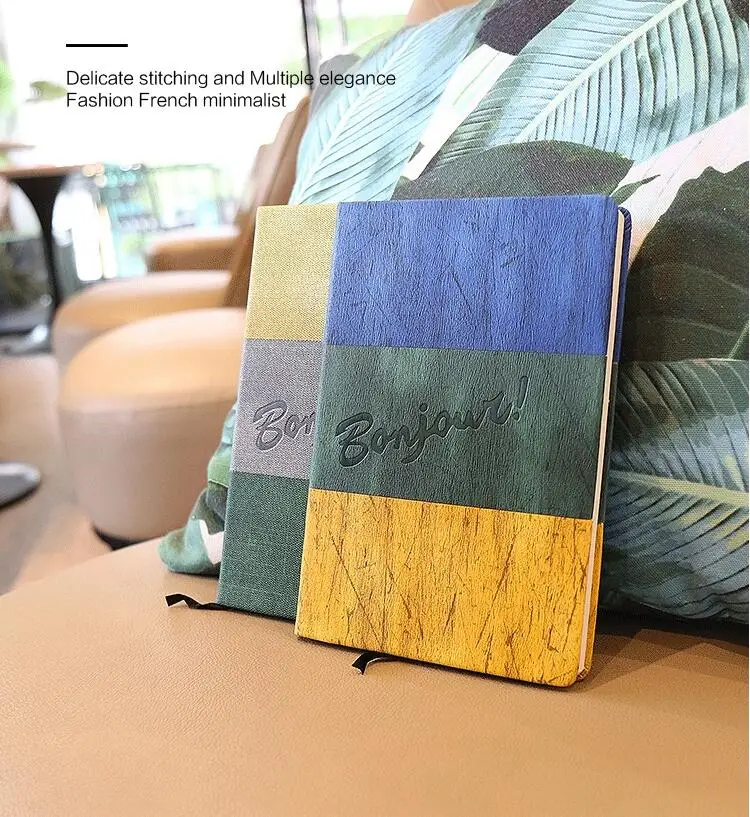 Creative 3colors Splicing A5 Notebook, Bonjour France Style Journal Planner Glue Stitching Notebook Ruled Pages
Creative 3colors Splicing A5 Notebook, Bonjour France Style Journal Planner Glue Stitching Notebook Ruled Pages