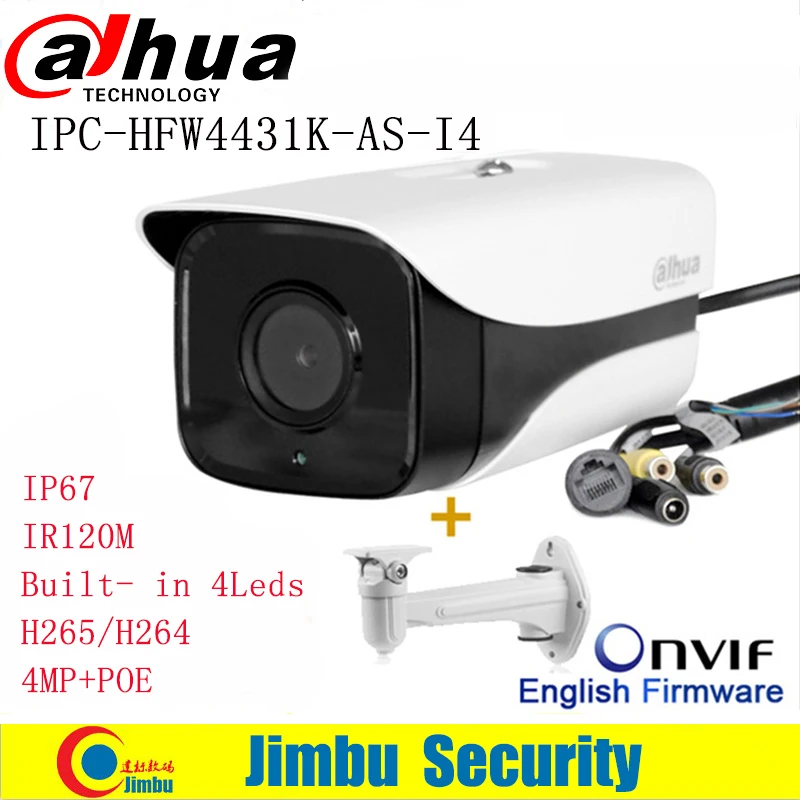 Dahua IP Camera 4MP IR120m bullet camera IPC-HFW4431K-AS-I4 H.265 support poe with free bracket Network CCTV security camera
Dahua IP Camera 4MP IR120m bullet camera IPC-HFW4431K-AS-I4 H.265 support poe with free bracket Network CCTV security camera