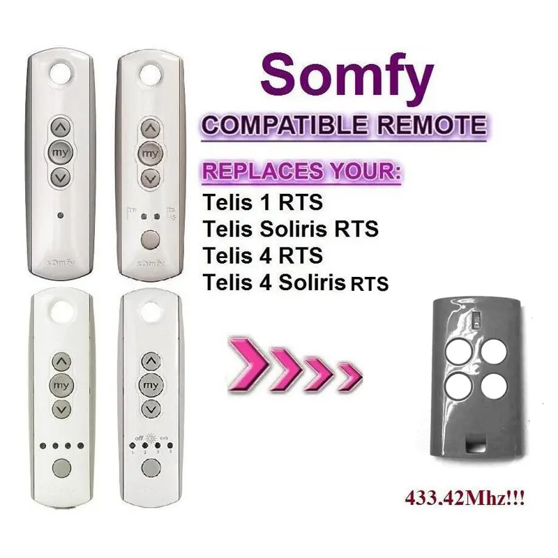 1pcs FOR Somfy Telis 1RTS, Somfy Telis 4 Soliris RTS compatible garage door remote control Free shipping
1pcs FOR Somfy Telis 1RTS, Somfy Telis 4 Soliris RTS compatible garage door remote control Free shipping