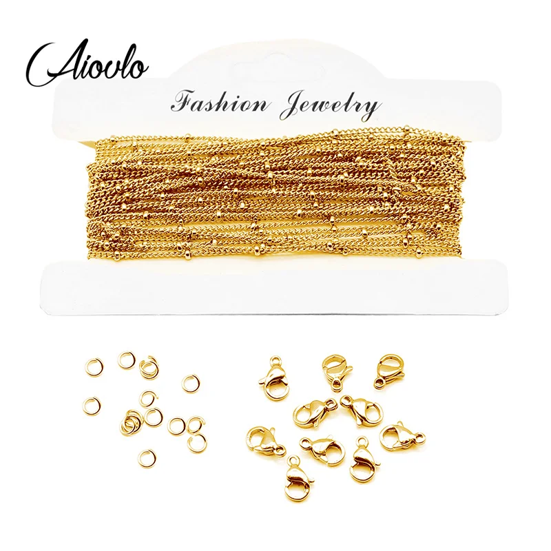 Aiovlo 5M/lot 1mm Clip Beads Stainless Steel Cross Chain and Lobster Clasp DIY Necklaces Bracelets Jewelry Making Woman Pendant
Aiovlo 5M/lot 1mm Clip Beads Stainless Steel Cross Chain and Lobster Clasp DIY Necklaces Bracelets Jewelry Making Woman Pendant