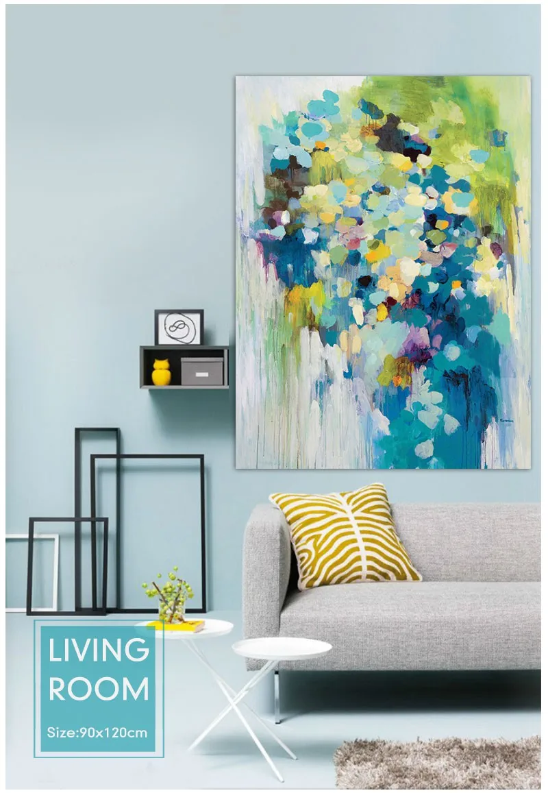 Hand-painted oil painting modern abstract blue light green color of spring original quadros office canvas wall art Point paint
Hand-painted oil painting modern abstract blue light green color of spring original quadros office canvas wall art Point paint