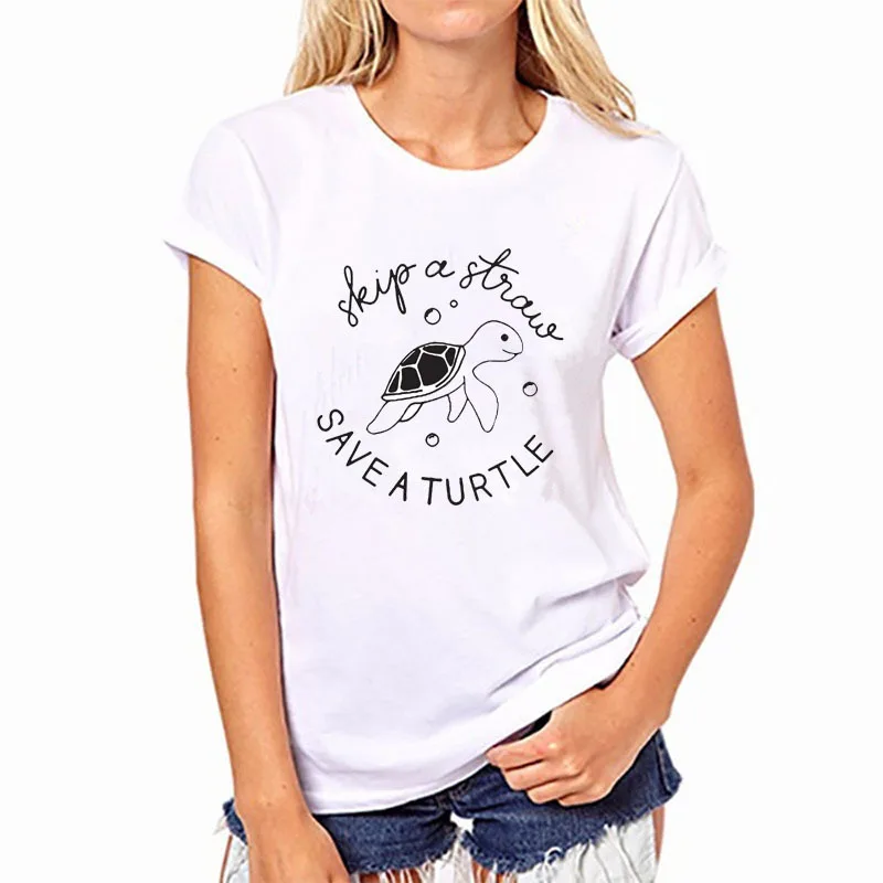 Summer 2019 printed female t-shirt Skip a straw save a turtle upper body clothes t shirt
Summer 2019 printed female t-shirt Skip a straw save a turtle upper body clothes t shirt