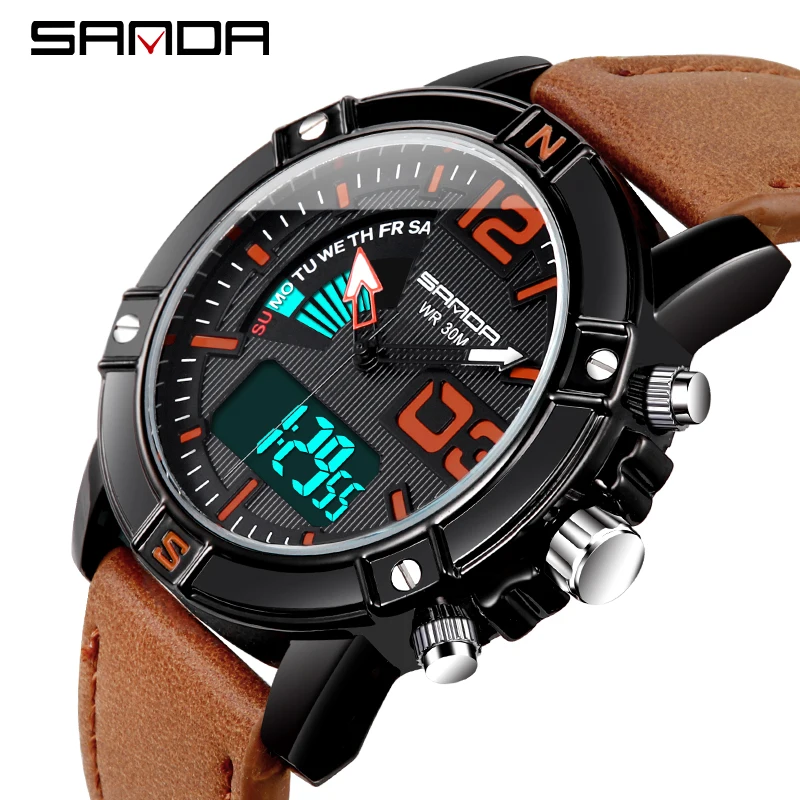 Mens Watches To Luxury Brand Men Leather Sports Watches SANDA Men's Quartz LED Digital Clock Waterproof Military Wrist Watch 773
Mens Watches To Luxury Brand Men Leather Sports Watches SANDA Men's Quartz LED Digital Clock Waterproof Military Wrist Watch 773