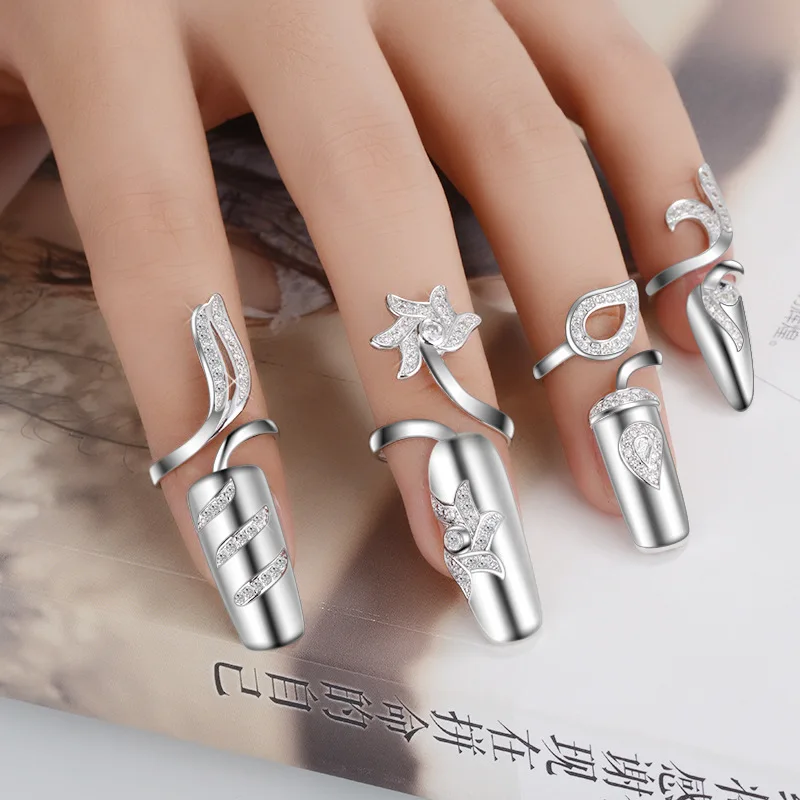 Women Party Wedding Gifts Wholesale Fashion Finger Charming Jewelry flowers Pattern Rhinestones Flowers Finger Tip Nail Ring
Women Party Wedding Gifts Wholesale Fashion Finger Charming Jewelry flowers Pattern Rhinestones Flowers Finger Tip Nail Ring