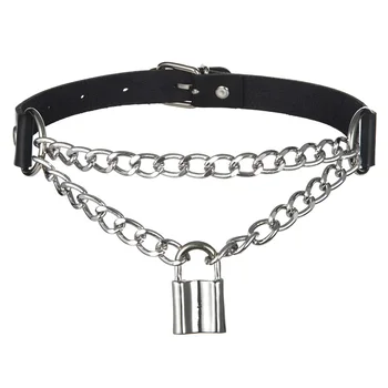 Gothic Lock Chain necklace Punk choker collar goth padlock pendant necklace women black leather emo kawaii witch rave jewelry
Gothic Lock Chain necklace Punk choker collar goth padlock pendant necklace women black leather emo kawaii witch rave jewelry