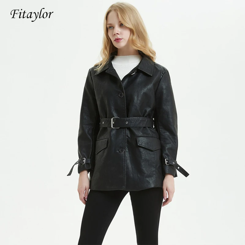 Fitaylor 2019 New Women Black Pu Leather Long Jacket Casual With Belt Single Breasted Leathe Coat Ladies Basic Jackets
Fitaylor 2019 New Women Black Pu Leather Long Jacket Casual With Belt Single Breasted Leathe Coat Ladies Basic Jackets
