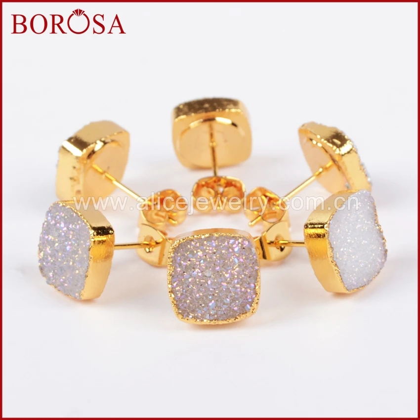 BOROSA модные Хрустальный титановый AB Цвет Druzy квадратные серьги-гвоздики Друза золотистого цвета серьги с натуральным кристаллом для женщин G0679
BOROSA модные Хрустальный титановый AB Цвет Druzy квадратные серьги-гвоздики Друза золотистого цвета серьги с натуральным кристаллом для женщин G0679