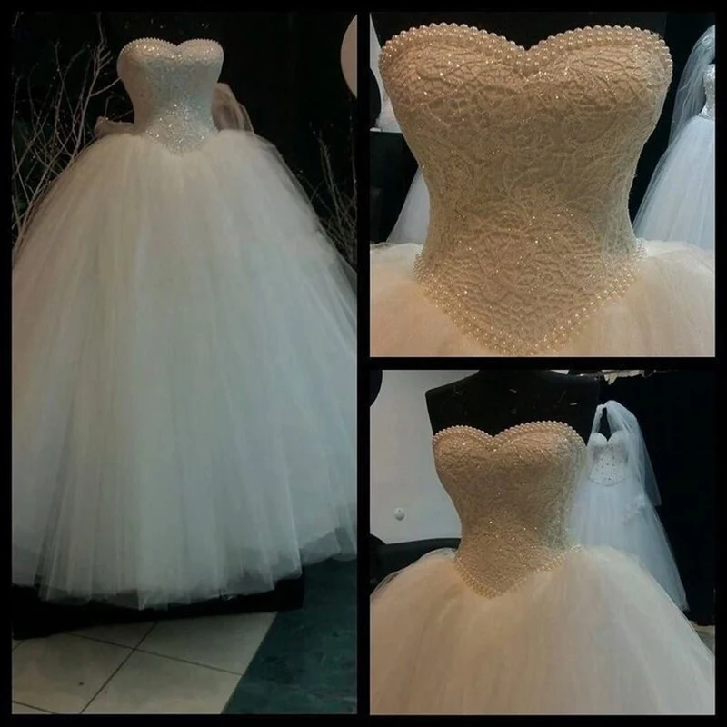 Luxury White Long Bridal Dresses Free Petticoat Ball Gown Heavy Pearls Beadingd Lace Sweetheart Floor Length For Wedding
Luxury White Long Bridal Dresses Free Petticoat Ball Gown Heavy Pearls Beadingd Lace Sweetheart Floor Length For Wedding