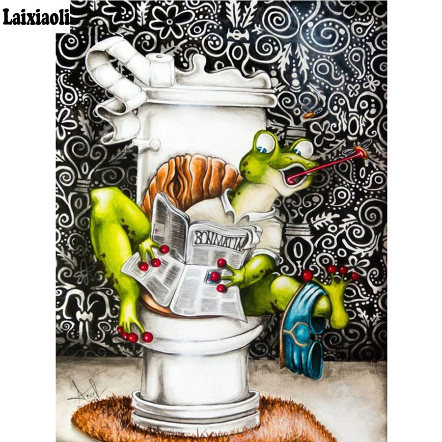 5D DIY Diamond Embroidery Frog Toilet Newspaper Full Square Rhinestone Sets Diamond Painting Cross Stitch wc wall decoration art
5D DIY Diamond Embroidery Frog Toilet Newspaper Full Square Rhinestone Sets Diamond Painting Cross Stitch wc wall decoration art