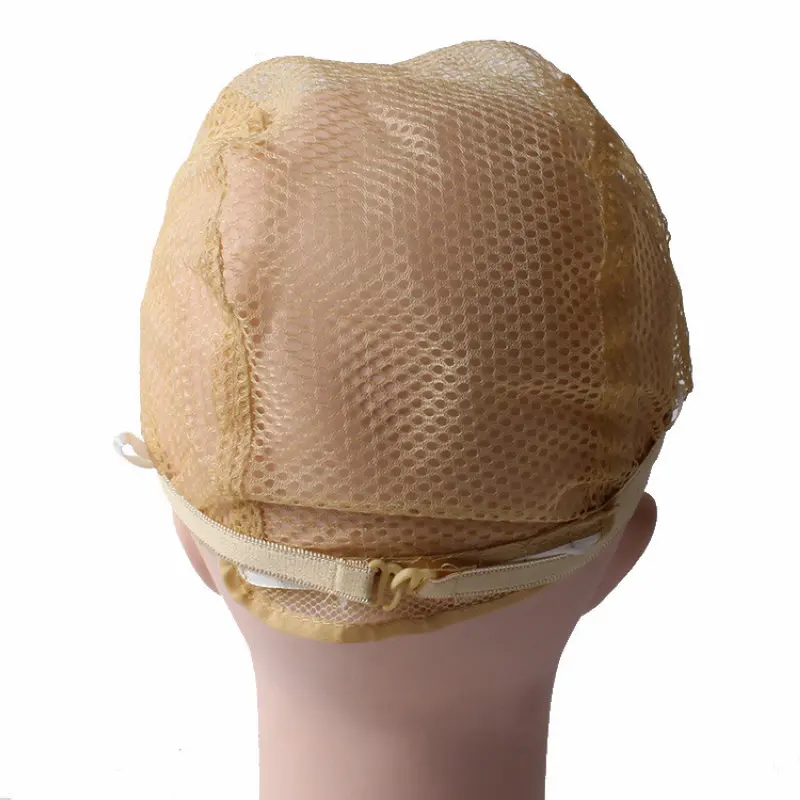 10pcs Breathable Wig Cap Hairnet Adjustable Nylon Weaving Mesh Wig Caps With Lace Straps For Making Wig 2 Colors