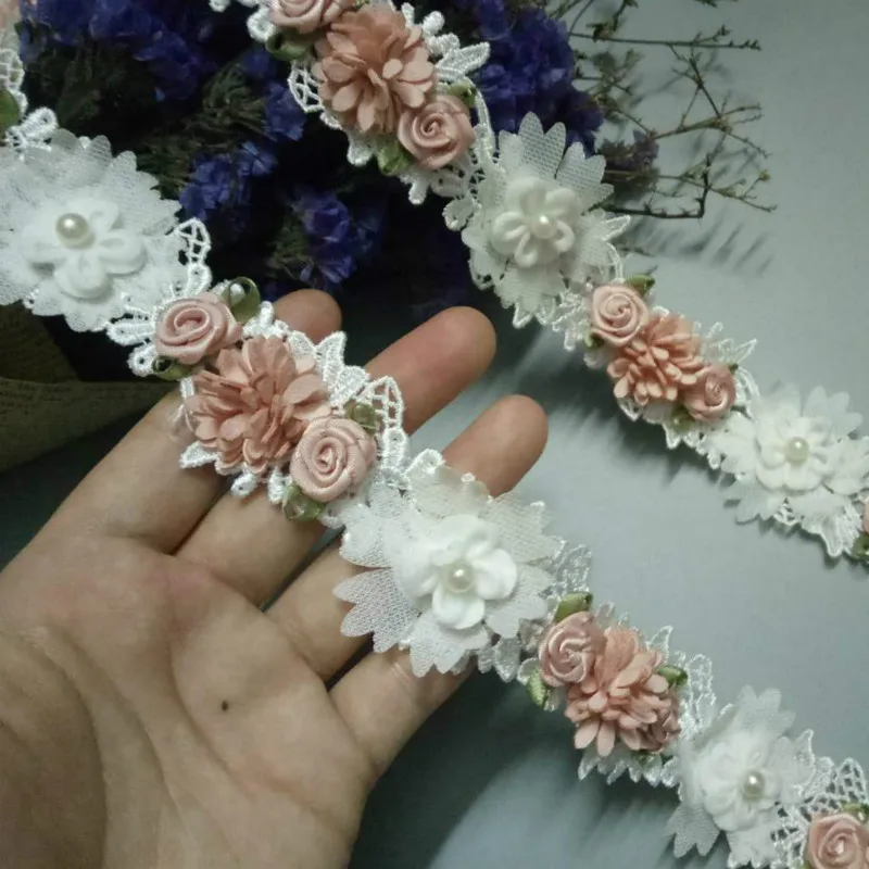 2yard Soluble Polyester Pearl Rose Heart Flower Embroidered Lace Trim Ribbon Fabric Handmade Garment Wedding DIY Sewing Craft
2yard Soluble Polyester Pearl Rose Heart Flower Embroidered Lace Trim Ribbon Fabric Handmade Garment Wedding DIY Sewing Craft