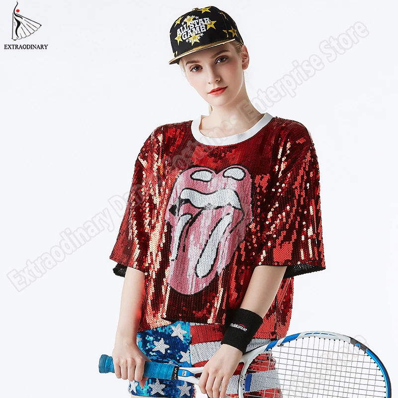 Hip Hop Sequined Streetwear Short Top Dancewear Women Sequin T-Shirt Summer Casual Loose Costumes Jazz Bars Glitter Casual
Hip Hop Sequined Streetwear Short Top Dancewear Women Sequin T-Shirt Summer Casual Loose Costumes Jazz Bars Glitter Casual