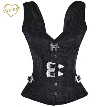 Black Brocade Corste Top Vest Sexy Clothing Waist Trainer Corset Gothic Waist Corsets Halloween Steel Boned Steampunk Clothing
Black Brocade Corste Top Vest Sexy Clothing Waist Trainer Corset Gothic Waist Corsets Halloween Steel Boned Steampunk Clothing