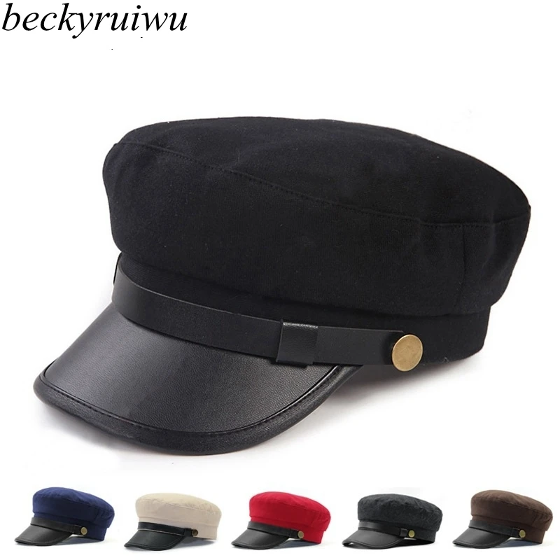 Beckyruiwu Adult top quality Cotton flat army hats women and men PU leather peak baseball caps
Beckyruiwu Adult top quality Cotton flat army hats women and men PU leather peak baseball caps