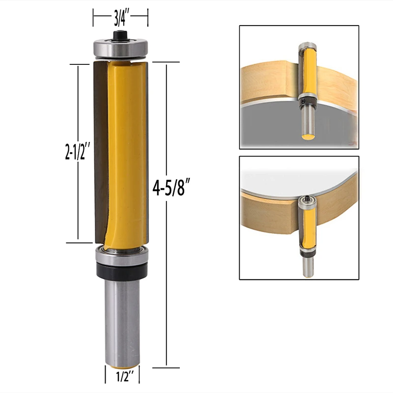 1/2" Shank Pattern Flush Trim Router Bit 2-1/2" Cutter Top & Bottom Bearing End Mill
1/2" Shank Pattern Flush Trim Router Bit 2-1/2" Cutter Top & Bottom Bearing End Mill