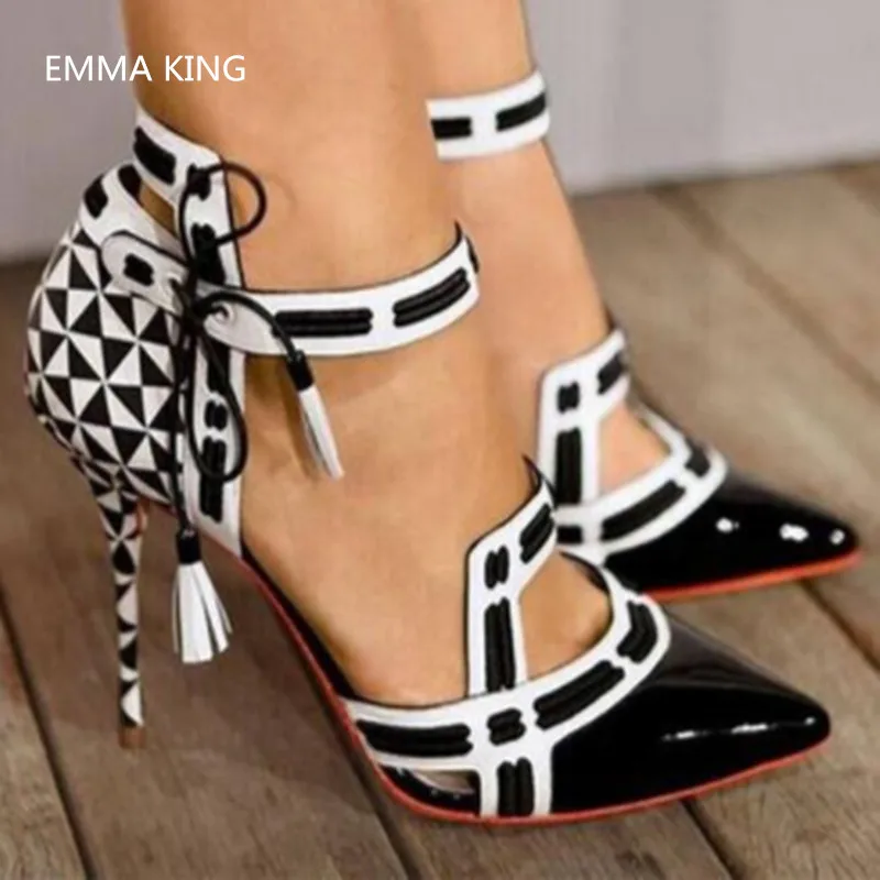 EMMA KING Black White Mixed Colors Stilettos Tacones Zapatos De Mujer Pointed Toe Thin High Heels Lace Up Fashion Women Pumps
EMMA KING Black White Mixed Colors Stilettos Tacones Zapatos De Mujer Pointed Toe Thin High Heels Lace Up Fashion Women Pumps