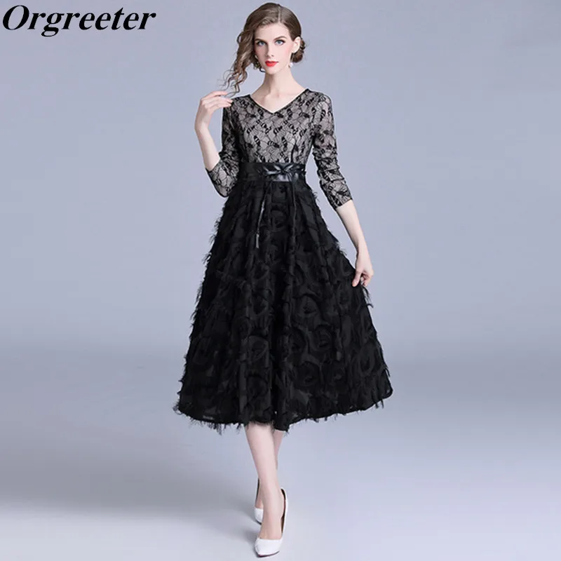 Autumn Runway Lace Dress Women Long Sleeve Feathers Lace Patchwork Party Long Dress Elegant Flower Tassel Mesh Dress Free Belt
Autumn Runway Lace Dress Women Long Sleeve Feathers Lace Patchwork Party Long Dress Elegant Flower Tassel Mesh Dress Free Belt