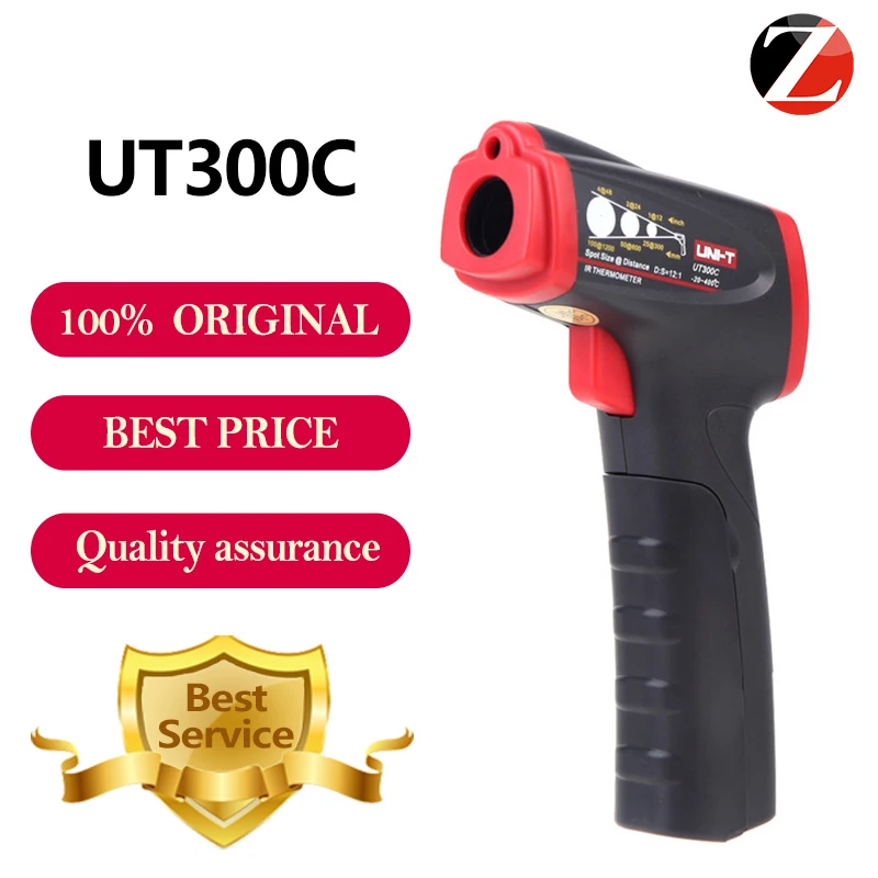 

Temperature Testing Meter UNI-T UT300C 12:1 non-contact Distance to Spot Size Outdoor Infrared Thermometer LCD Backlight