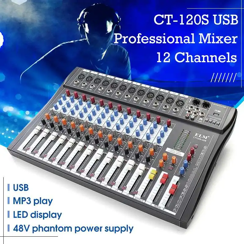 12 Channel Professional Karaoke Audio Mixer Microphone Digital Console Sound Mixing Amplifier With USB 48V Phantom Power
12 Channel Professional Karaoke Audio Mixer Microphone Digital Console Sound Mixing Amplifier With USB 48V Phantom Power