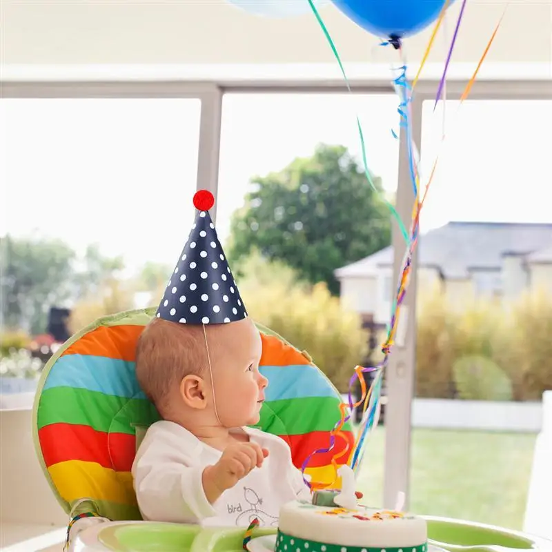 11 Pieces Cute Happy Birthday Party Hats Polka Dot DIY Handmade Cap Crown Gifts