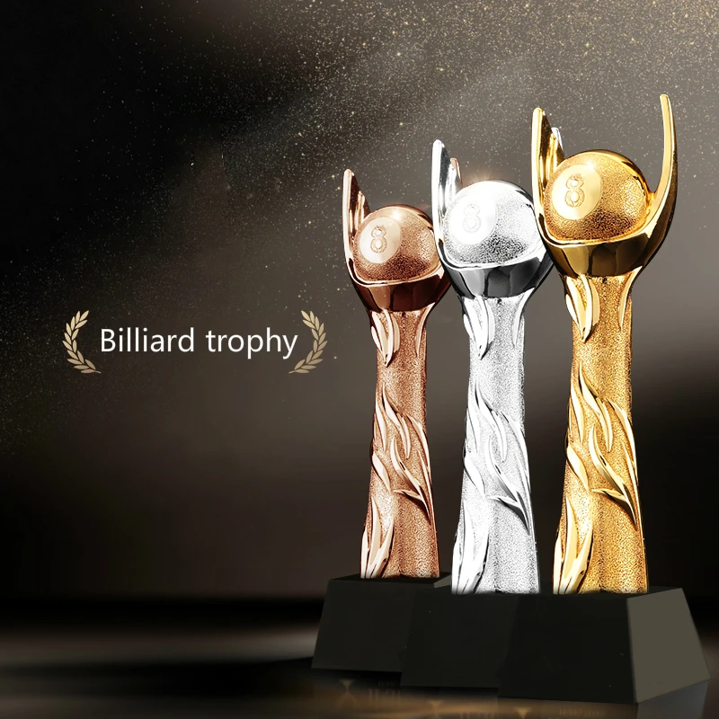 New Billiard Trophy Black 8 Snooker Trophy Cup Customized Billiards Match Champion Award Gift Resin Gold Plating Craft Souvenir
New Billiard Trophy Black 8 Snooker Trophy Cup Customized Billiards Match Champion Award Gift Resin Gold Plating Craft Souvenir