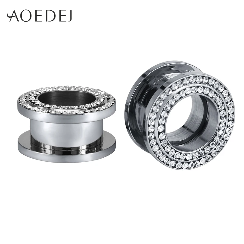 

AOEDEJ 316L Stainless Steel Ear Tunnel Plug Cubic Zirconia Ear Expander Stretcher Piercing Flesh Tunnels Body Piercing Jewelry