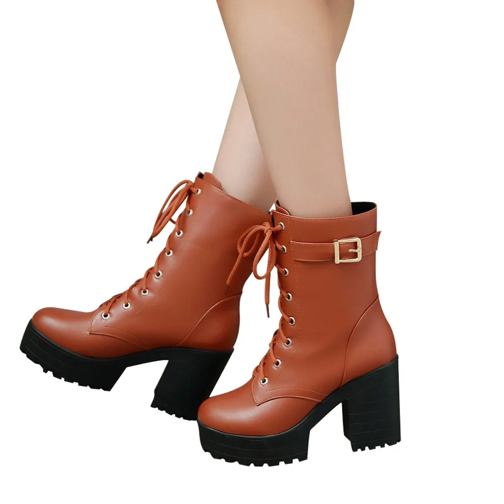2019 Women's Spring winter Boots Lace Up Fashion Retro Thick Heel High Heel Boot Thick Bottom Botas Mujer Invierno Waterproof
2019 Women's Spring winter Boots Lace Up Fashion Retro Thick Heel High Heel Boot Thick Bottom Botas Mujer Invierno Waterproof