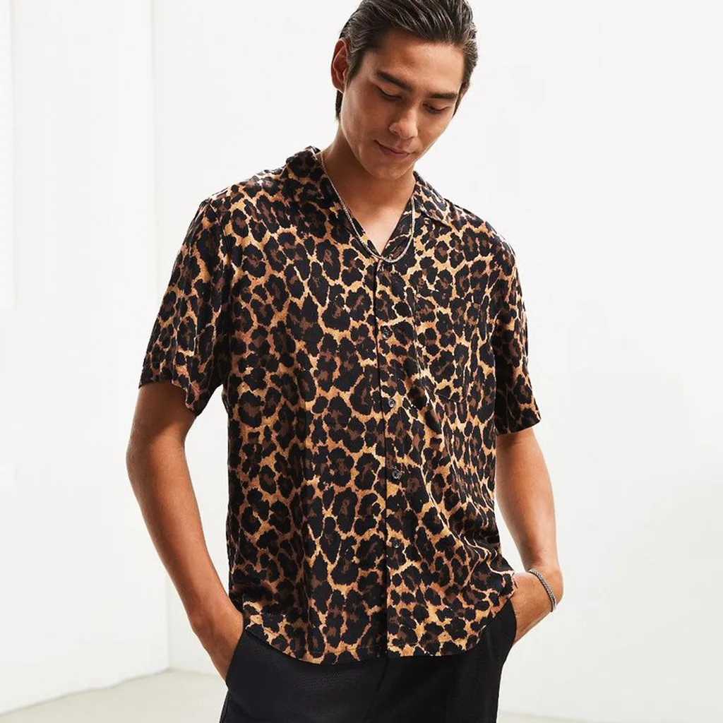 Feitong camisa masculina Shirt Men's Summer Turn Down Neck Casual Lapel Leopard Short Sleeve Shirt Top Blouses Plus Size S-3XL
Feitong camisa masculina Shirt Men's Summer Turn Down Neck Casual Lapel Leopard Short Sleeve Shirt Top Blouses Plus Size S-3XL